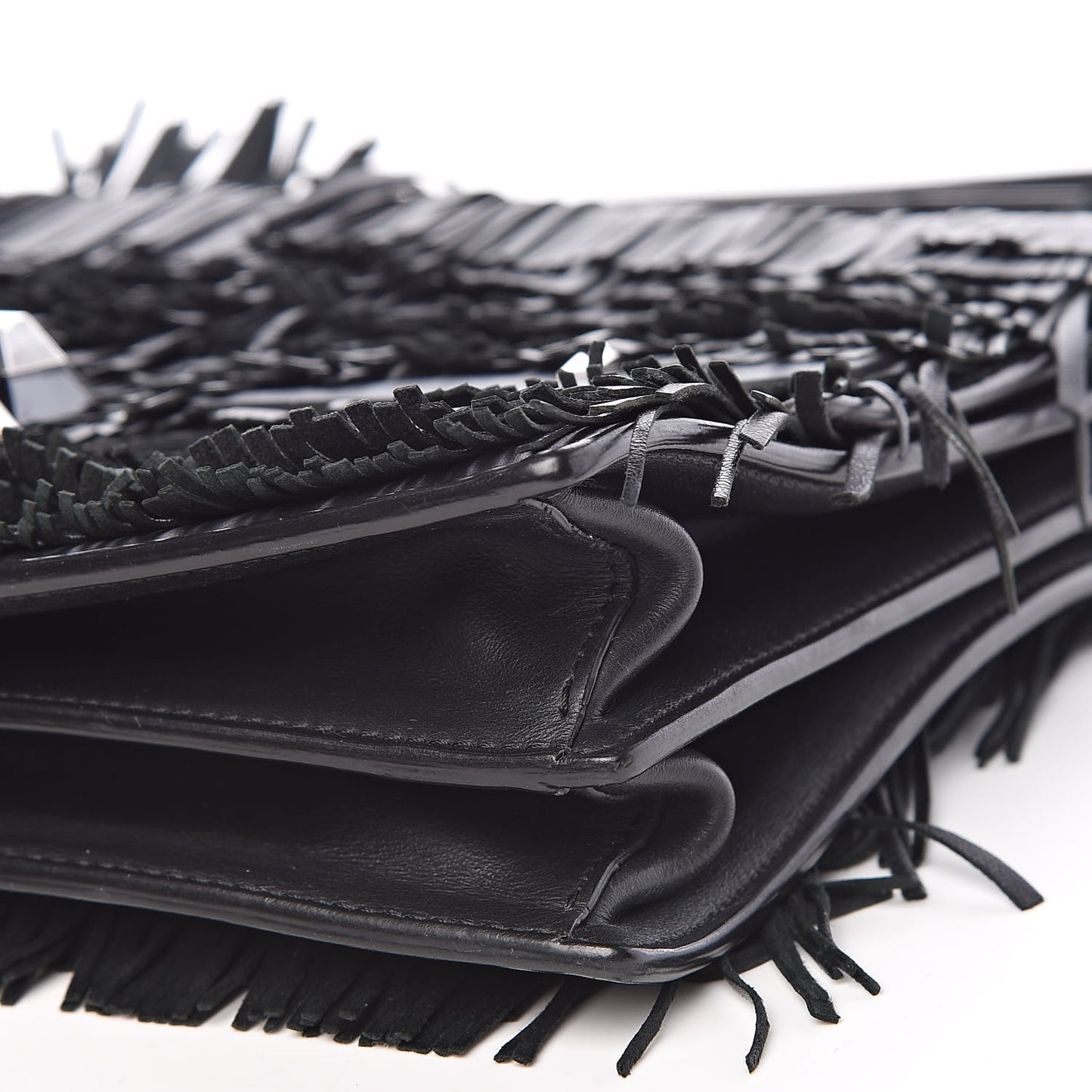 Vitello Century Opaco Monster Eyes Fringe Studded Kan I Shoulder Bag Black