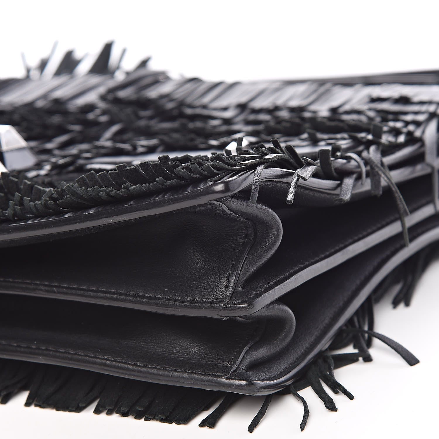 Fendi Vitello Century Opaco Monster Eyes Fringe Studded Kan I Shoulder Bag Black 9 of 11