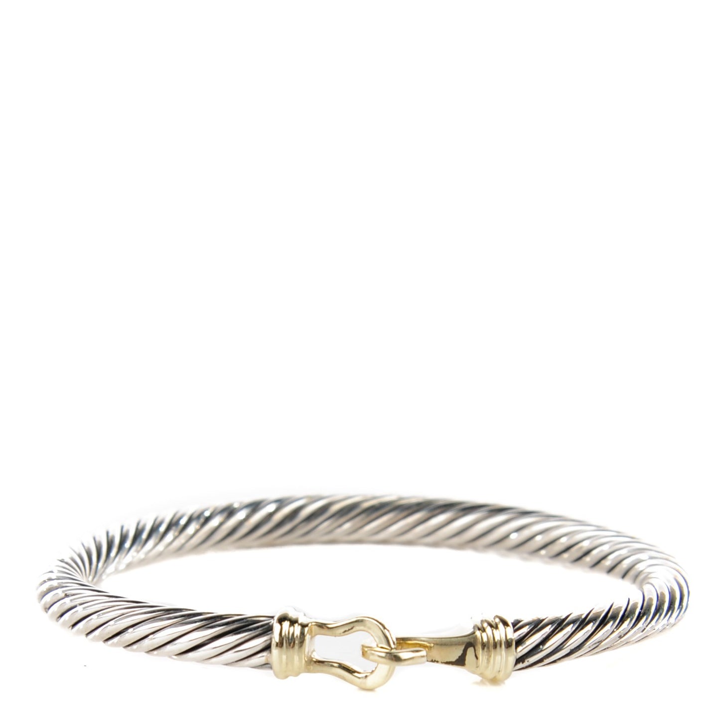 Sterling Silver 14K Yellow Gold 5mm Cable Classic Buckle Bracelet