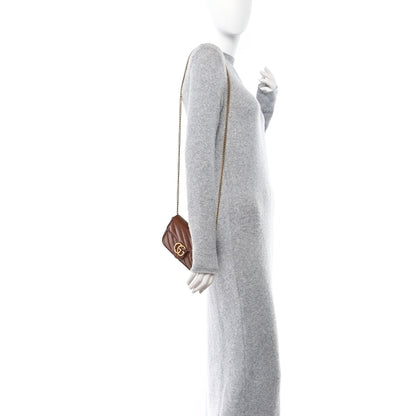 Gucci Calfskin Matelasse Diagonal Super Mini GG Marmont Shoulder Bag Cuir 2 of 11