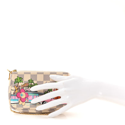 Louis Vuitton Damier Azur 2021 Christmas Animation Hollywood Mini Pochette Accessories Fuchsia 2 of 6