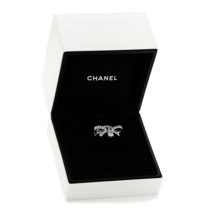 Chanel 18K White Gold Diamond Ruban Suspended Solitaire Ring 49 5 5 of 5