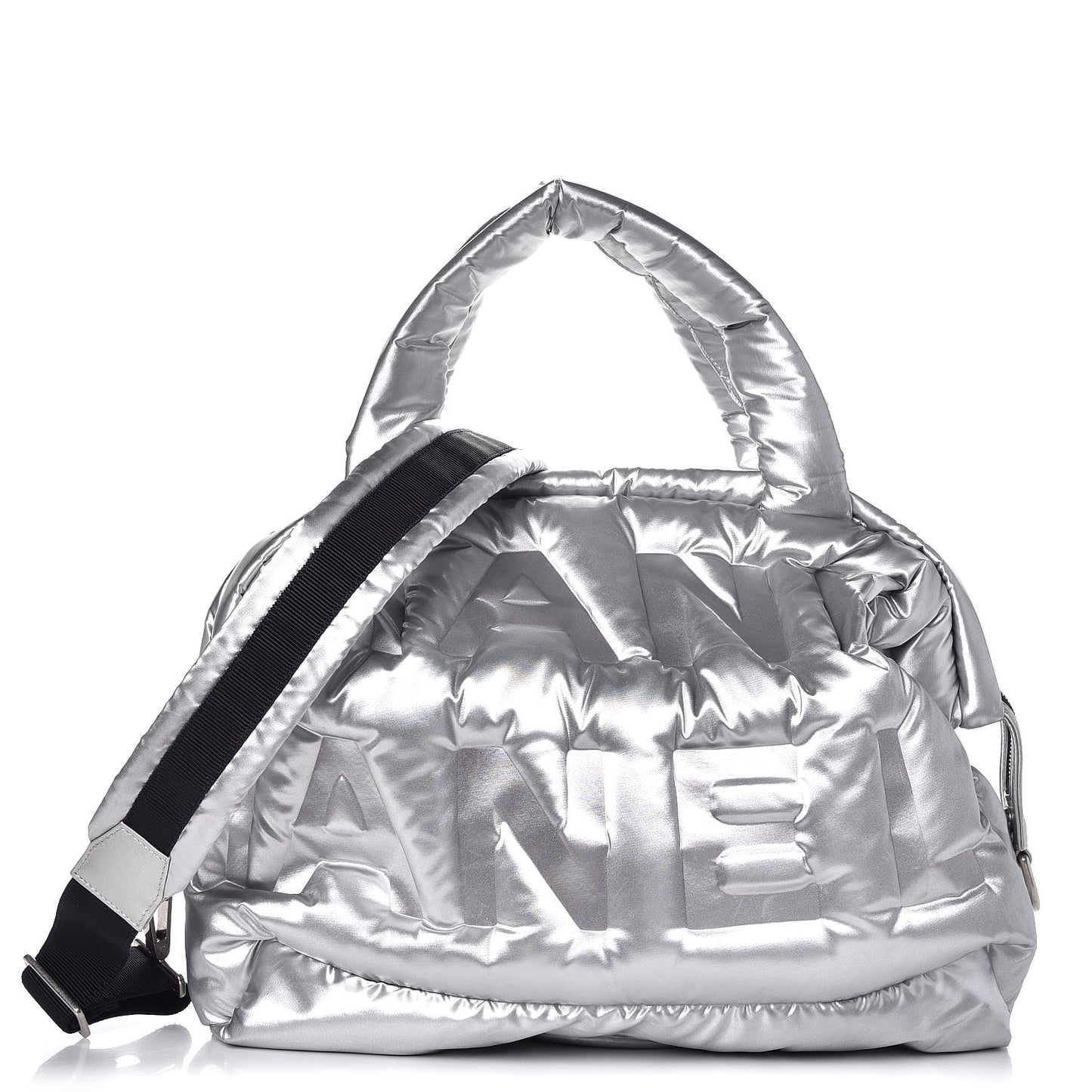 Nylon Embossed Doudoune Bowling Bag Silver