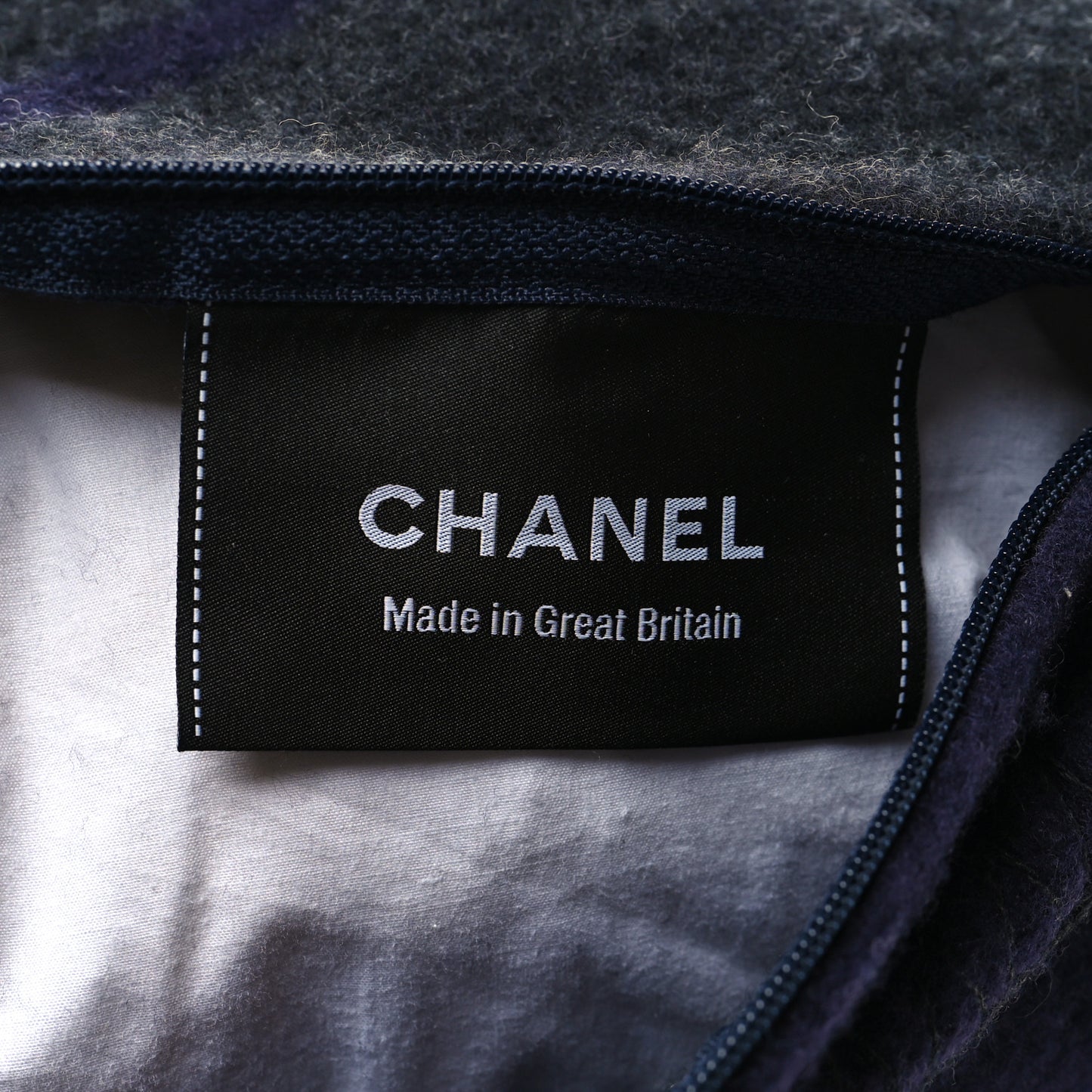 Wool Cashmere CC Pillow Navy Grey