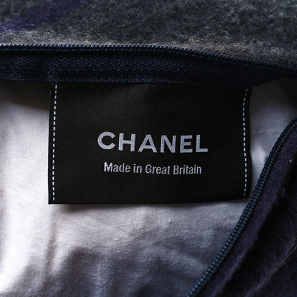 Chanel Wool Cashmere CC Pillow Navy Grey 3 of 4
