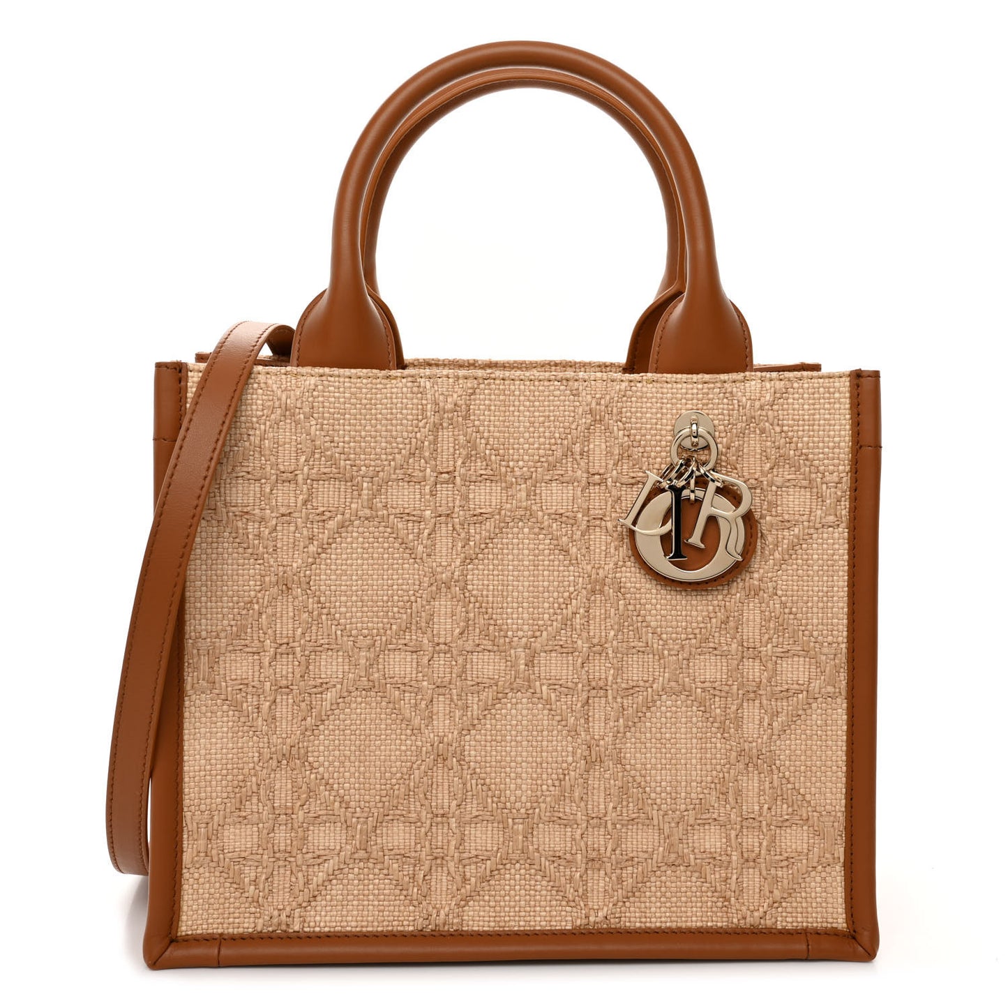Raffia Macro Cannage Small Book Tote Natural