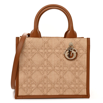 Christian Dior Raffia Macro Cannage Small Book Tote Natural 1 of 9