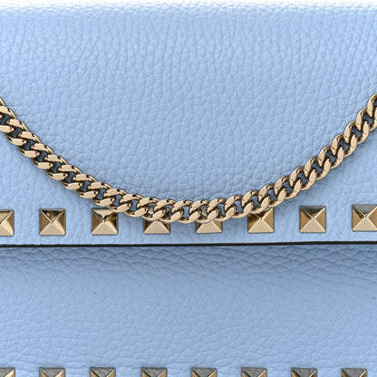 Valentino Garavani Grainy Calfskin Rockstud Chain Pouch Popeline Blue 8 of 13