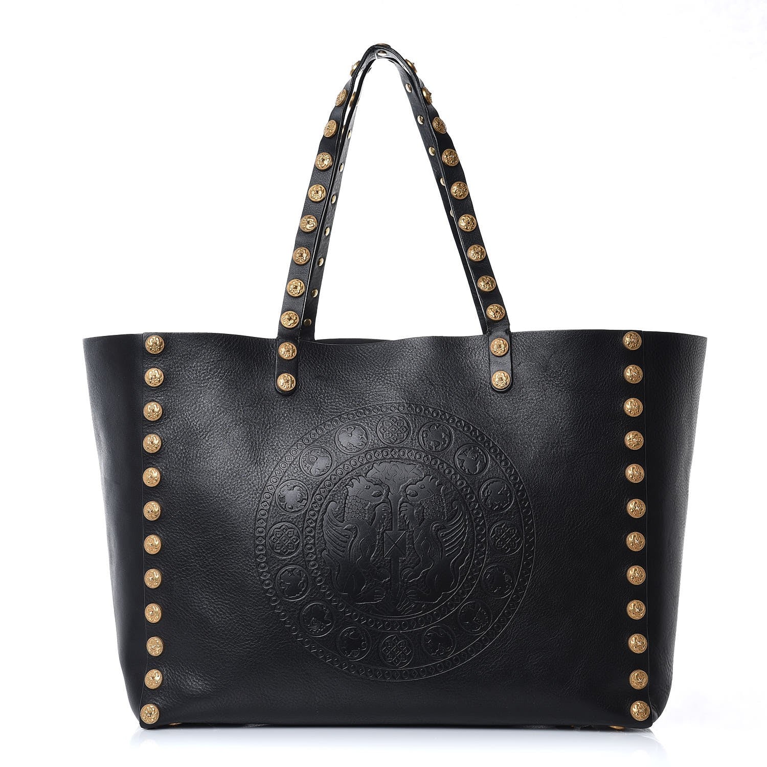 Valentino Garavani Emboosed Calfskin Studded Gryphon Zodiac Tote Black 1 of 16