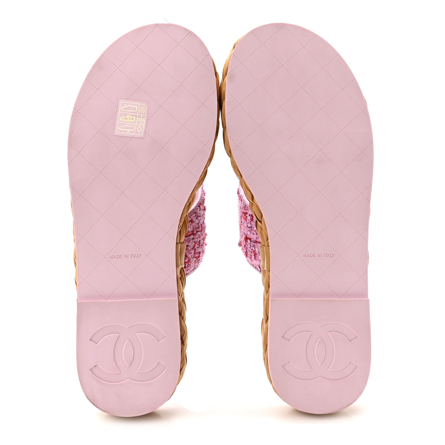 Chanel Tweed Mesh Satin CC Thong Sandals 37 Light Purple Pink Red 6 of 10