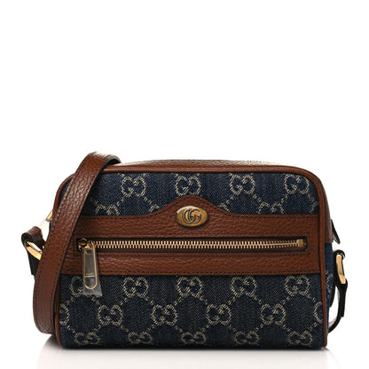 Gucci New Denim GG Monogram Dollar Calfskin Mini Ophidia Shoulder Bag Blue Tea Cuir Epilog 1 of 9