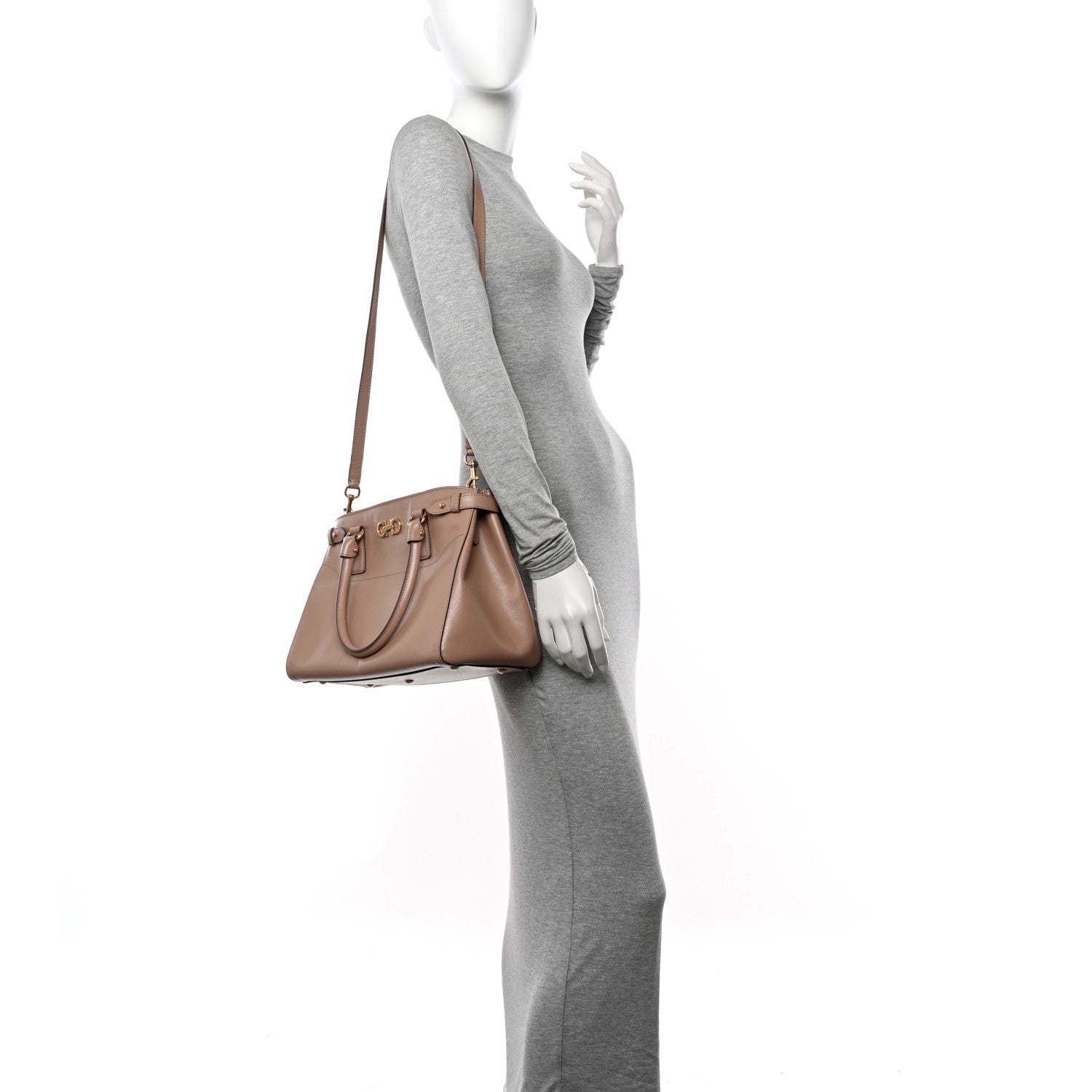 Salvatore Ferragamo Hammered Calfskin Batik Tote Quarzo 2 of 9
