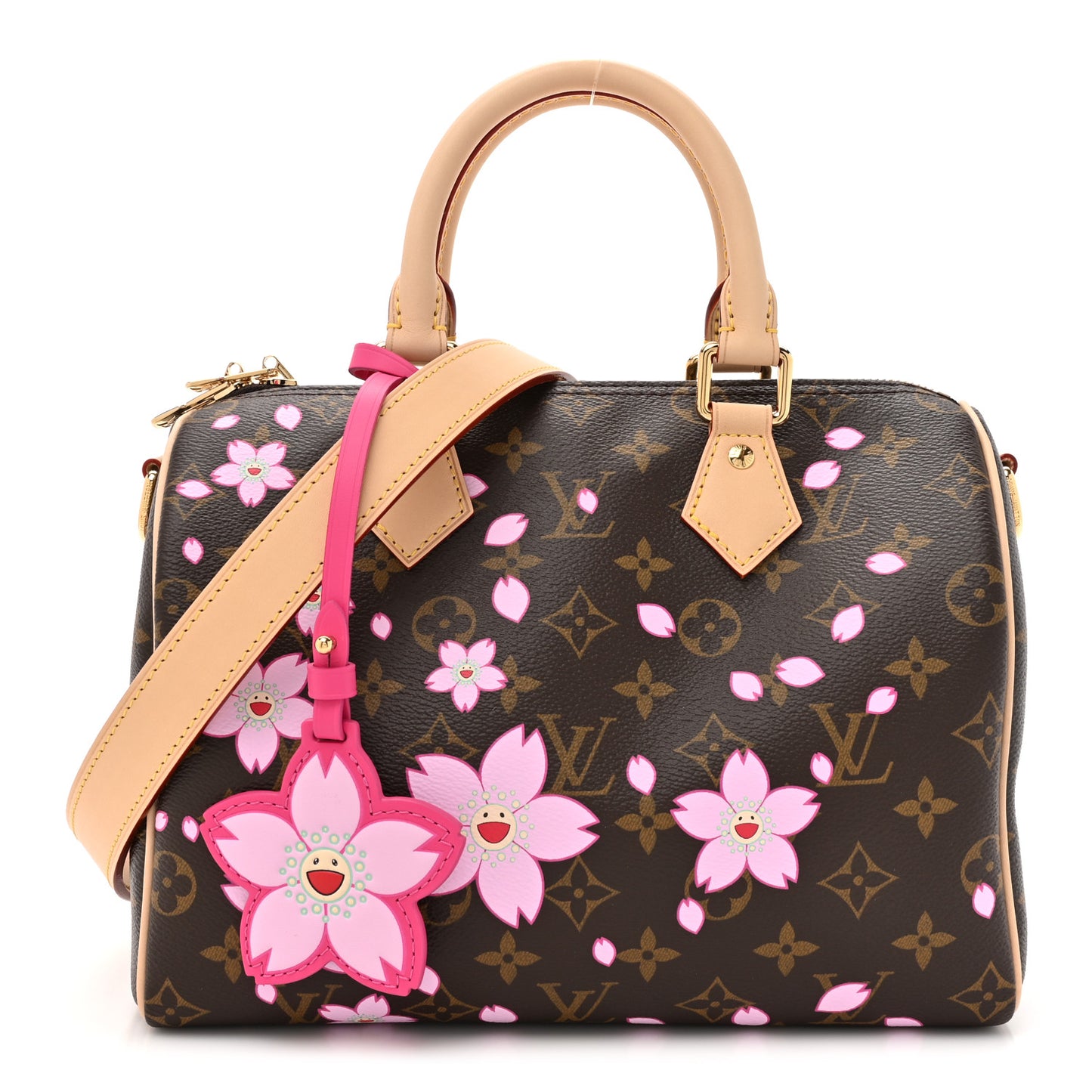 LV X TM Monogram Cherry Blossom Speedy Bandouliere 25 Sakura Brown