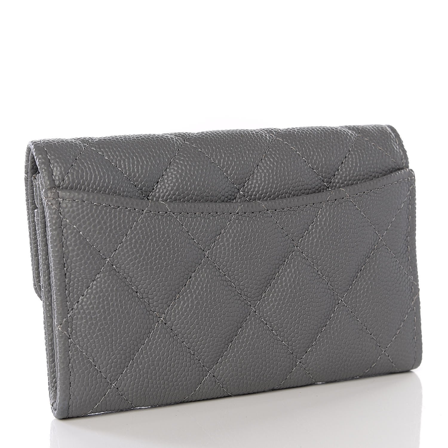 Chanel Caviar Quilted Flap Card Holder Wallet Dark Grey 2 of 7