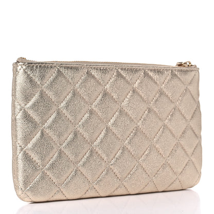 Chanel Metallic Lambskin Quilted Cosmetic Case Gold 3 of 8