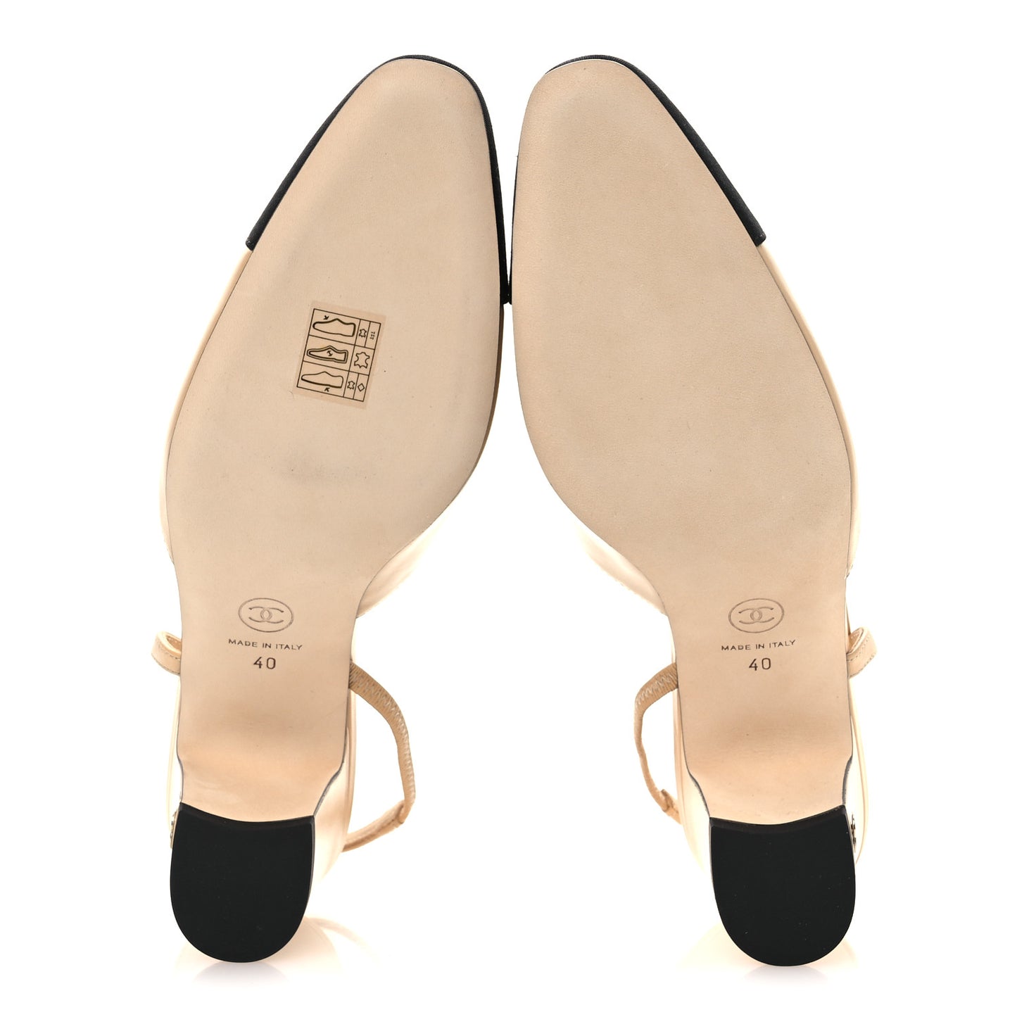 Goatskin Grosgrain Cap Toe CC Slingback Pumps 40 Beige Black