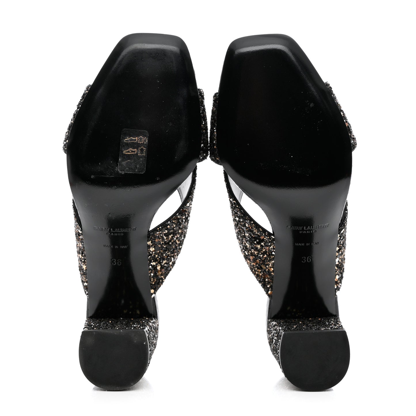 Glitter LouLou 70 Mule Sandals 36 Black Gold