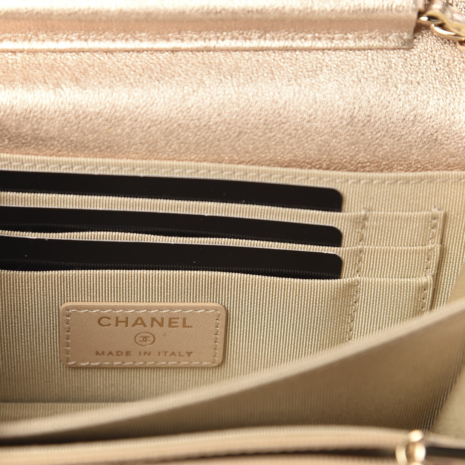 Chanel Metallic Lambskin Quilted Mini Wallet On Chain WOC Gold 8 of 11