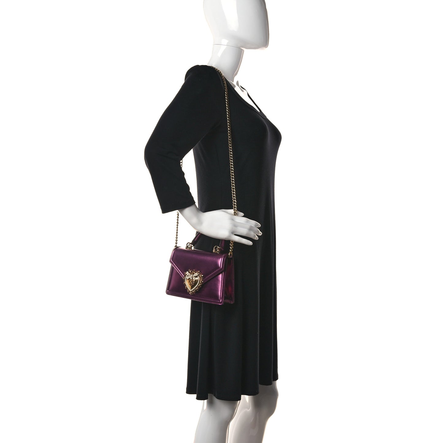 Metallic Nappa Small Devotion Top Handle Bag Purple