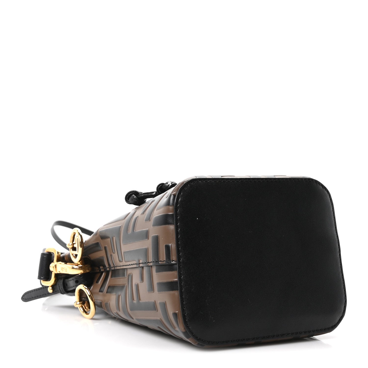 Fendi Vitello Liberty F is Fendi Bi-Color FF 1974 Embossed Mini Mon Tresor Bucket Bag Maya Black 4 of 10