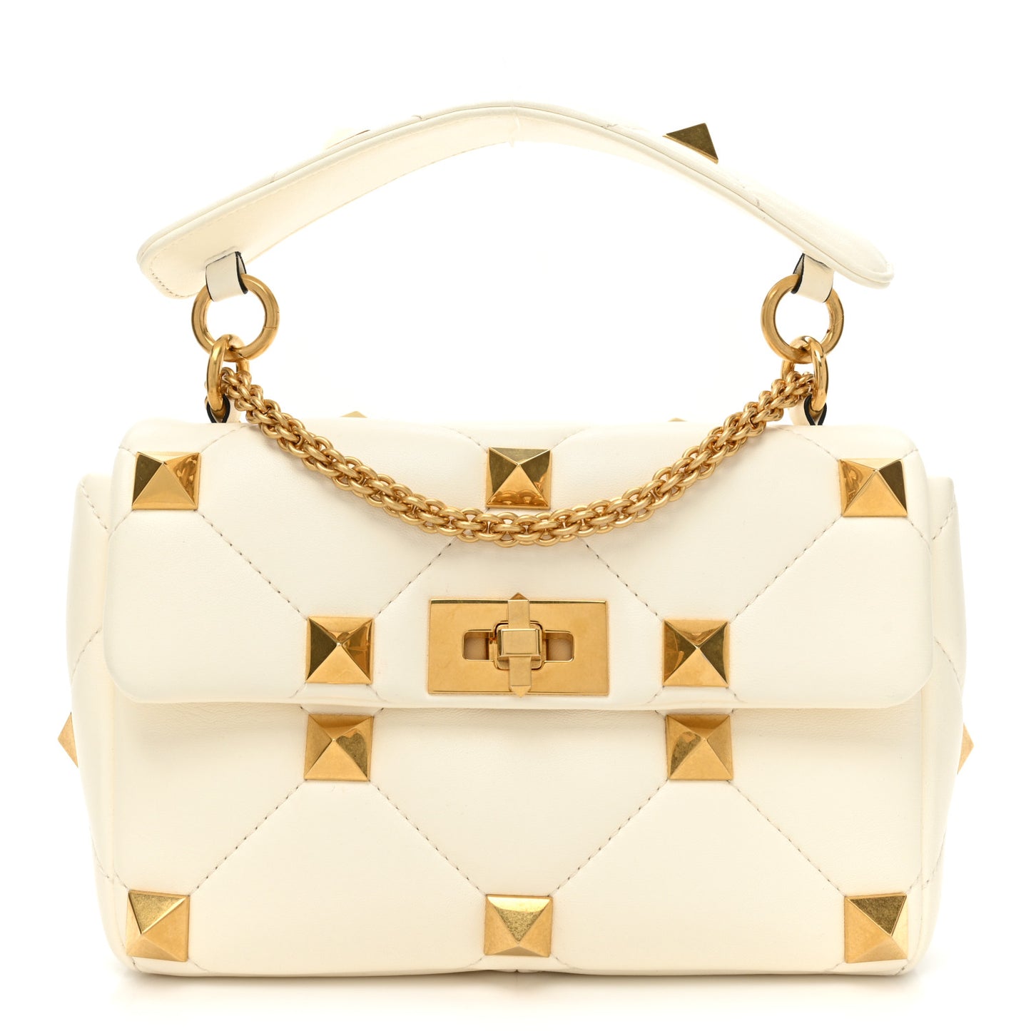 Nappa Large Roman Stud Shoulder Bag Ivory