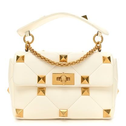 Valentino Garavani Nappa Large Roman Stud Shoulder Bag Ivory 1 of 10
