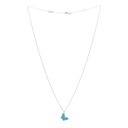 Van Cleef & Arpels 18K White Gold Turquoise Sweet Alhambra Butterfly Pendant Necklace 3 of 6