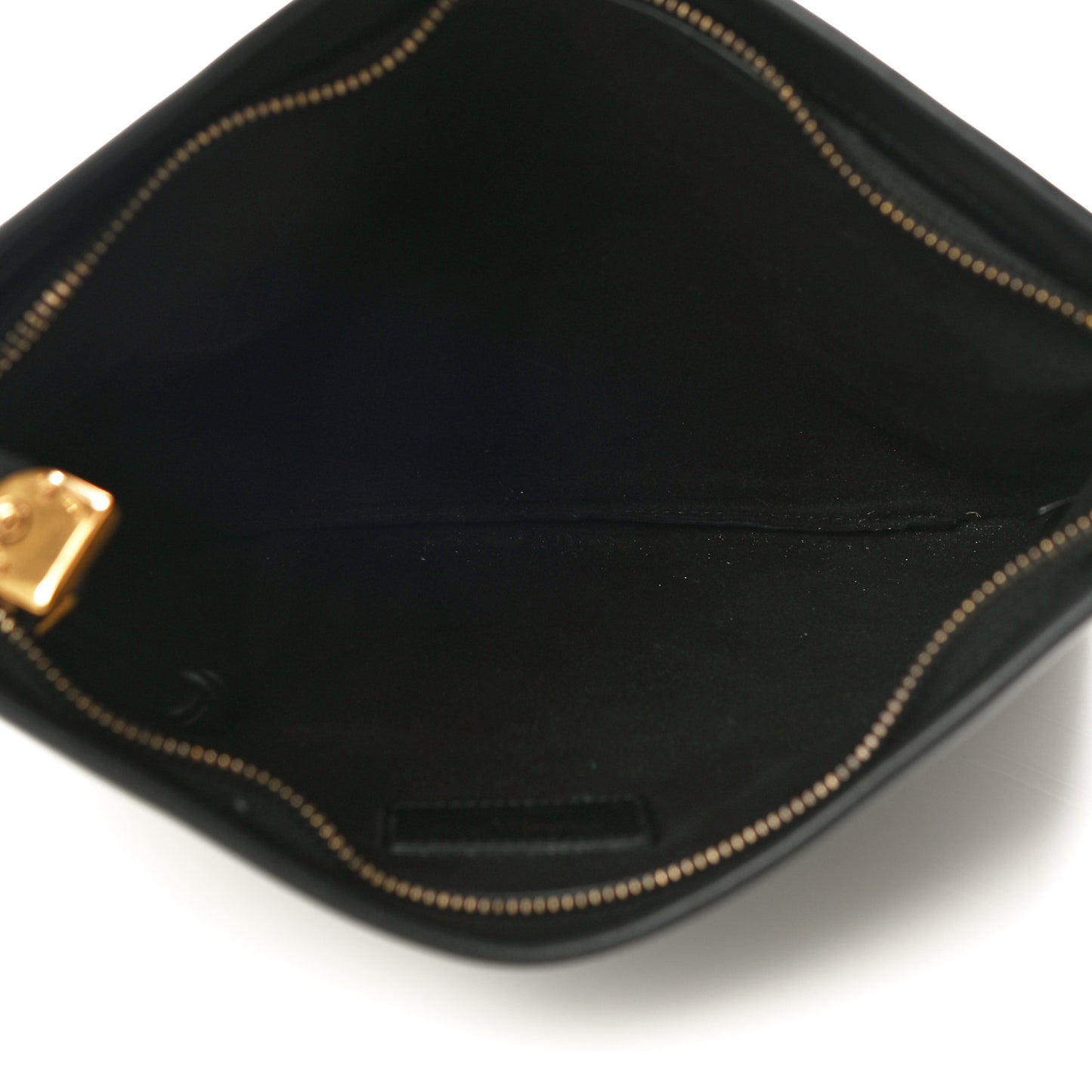 Calfskin Embossed Logo Zip Clutch Black