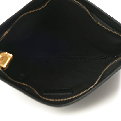 Christian Dior Calfskin Embossed Logo Zip Clutch Black 5 of 11