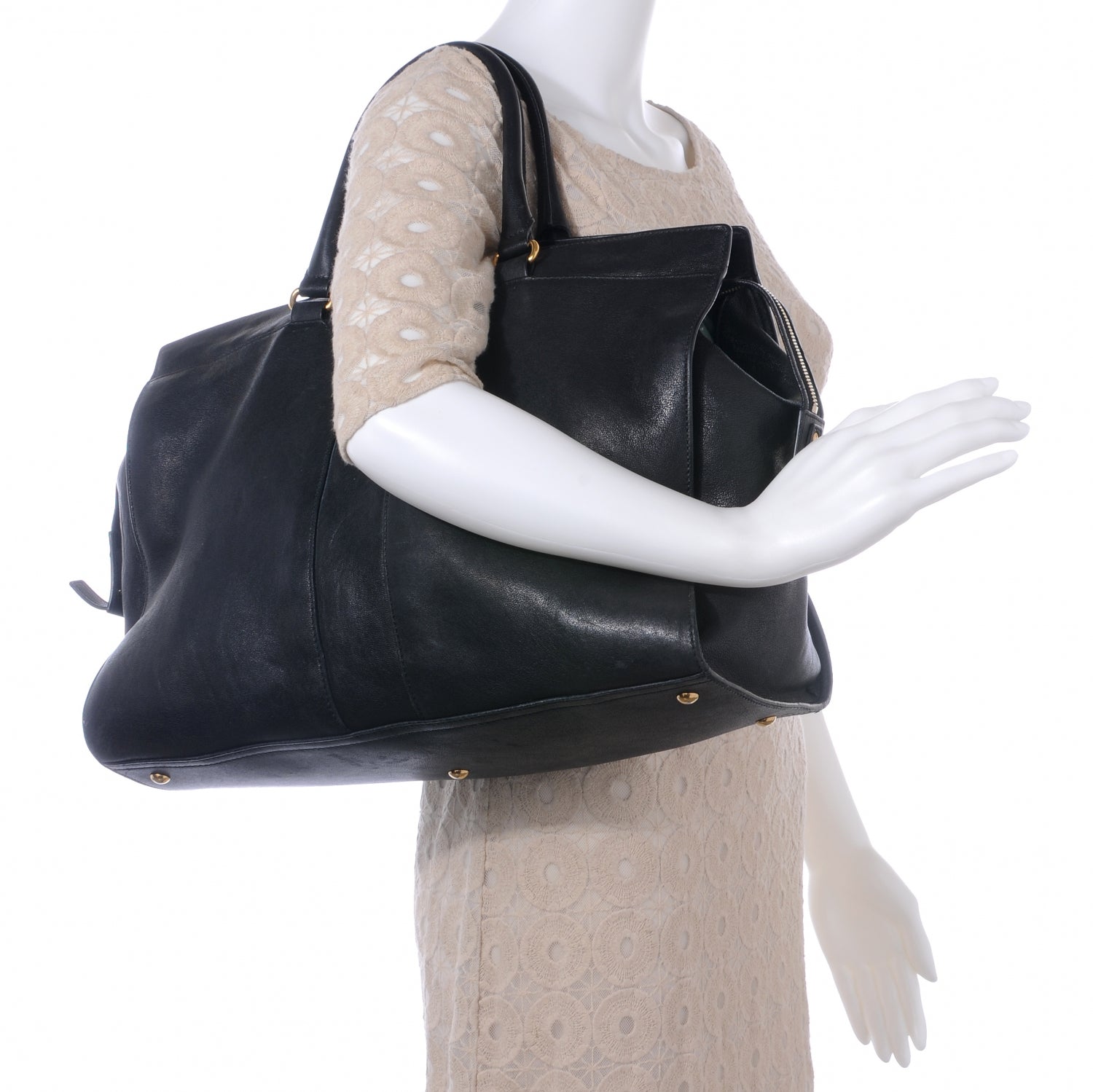 Saint Laurent Leather Large Cabas Chyc Black 2 of 7