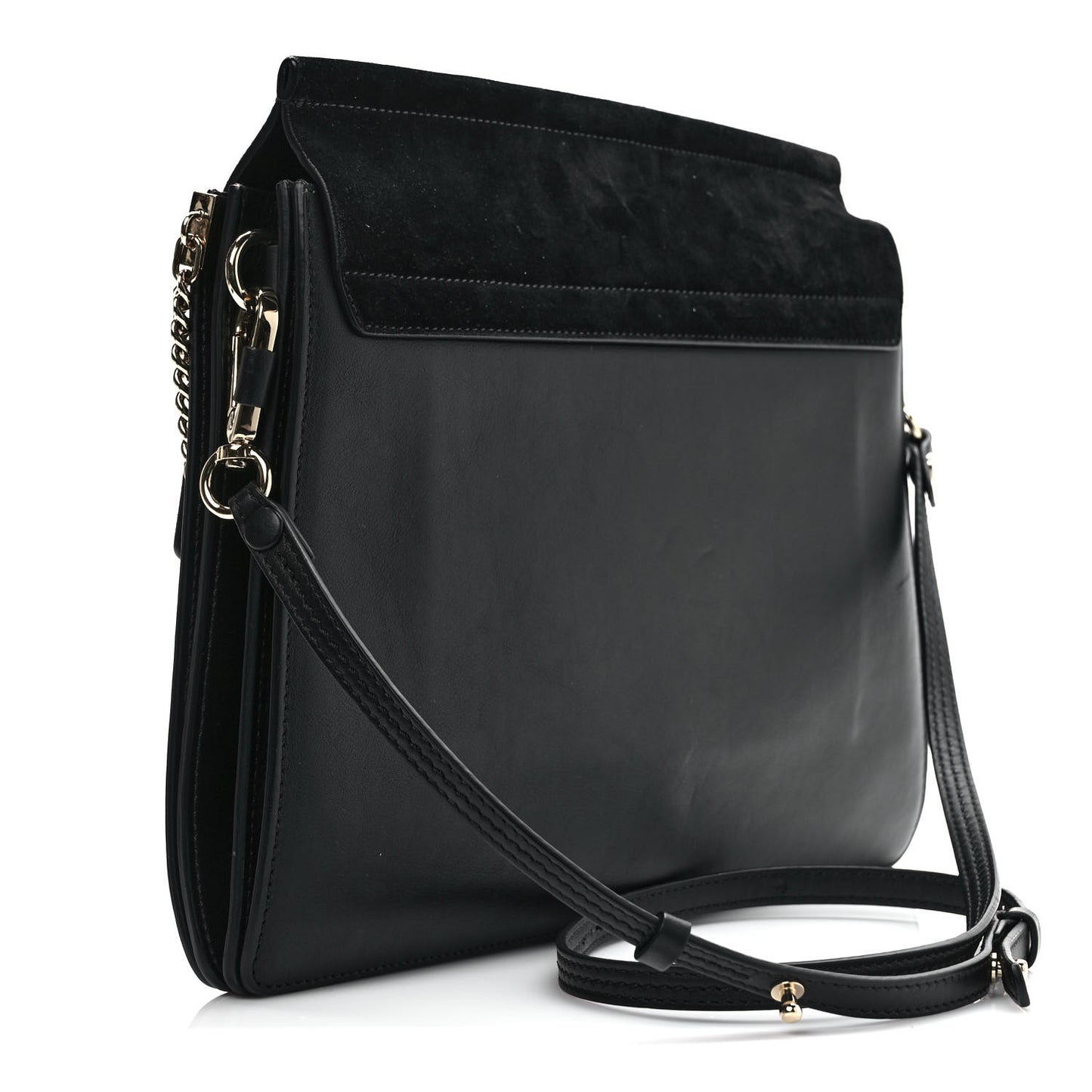 Suede Calfskin Medium Faye Shoulder Bag Black