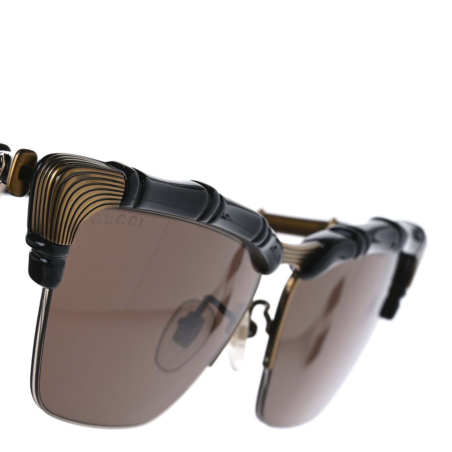 Acetate Metal Bamboo Sunglasses GG660S Black Brown