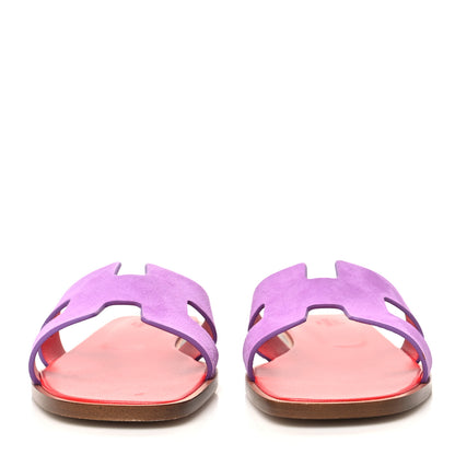 Hermes Suede Goatskin Oran Sandals 40 Violet Parme 2 of 8