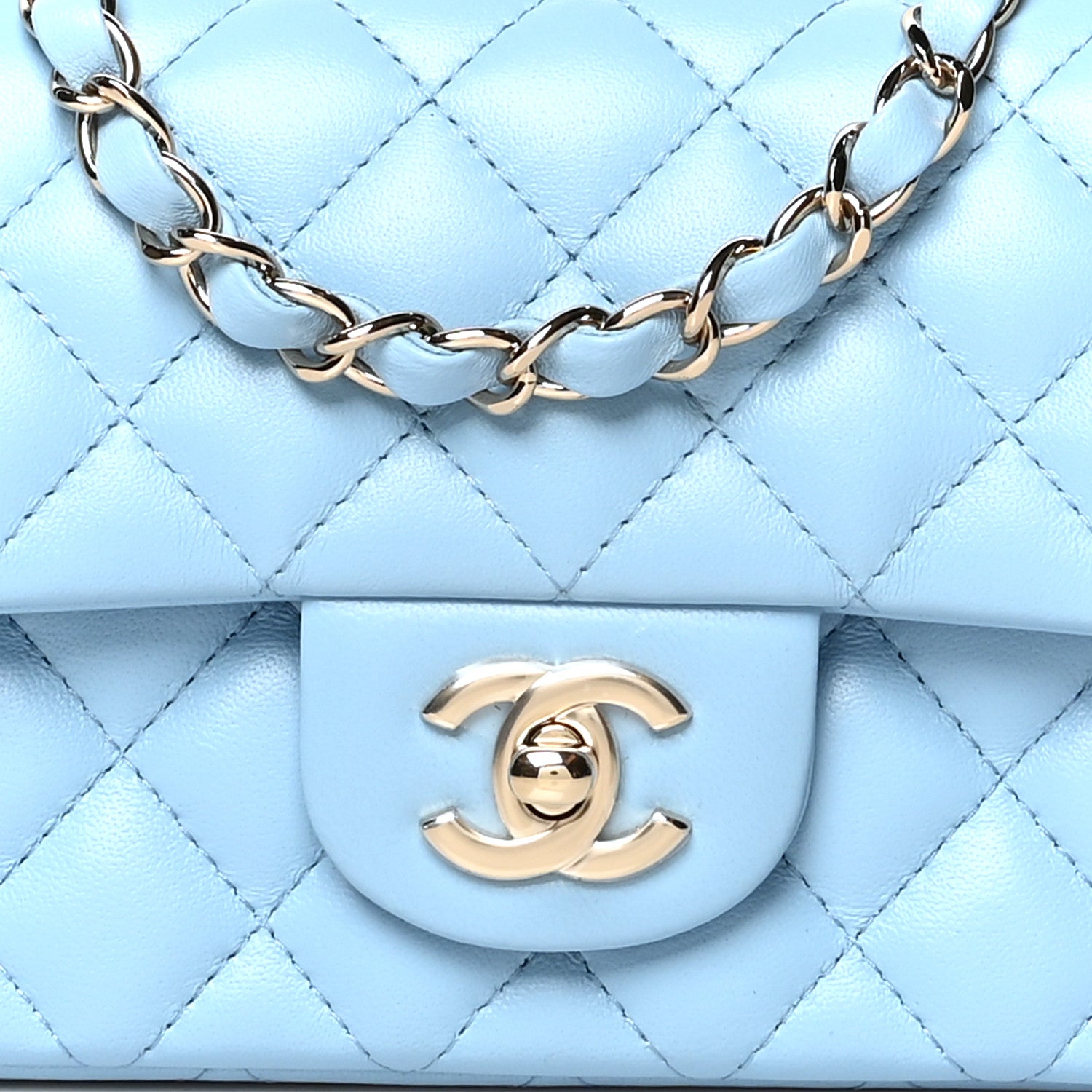 Chanel Lambskin Quilted Mini Rectangular Flap Light Blue 7 of 10