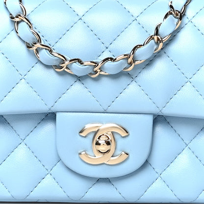 Chanel Lambskin Quilted Mini Rectangular Flap Light Blue 7 of 10