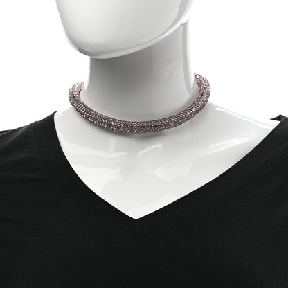 Chanel Crystal CC Logo Choker Necklace Pink 2 of 5