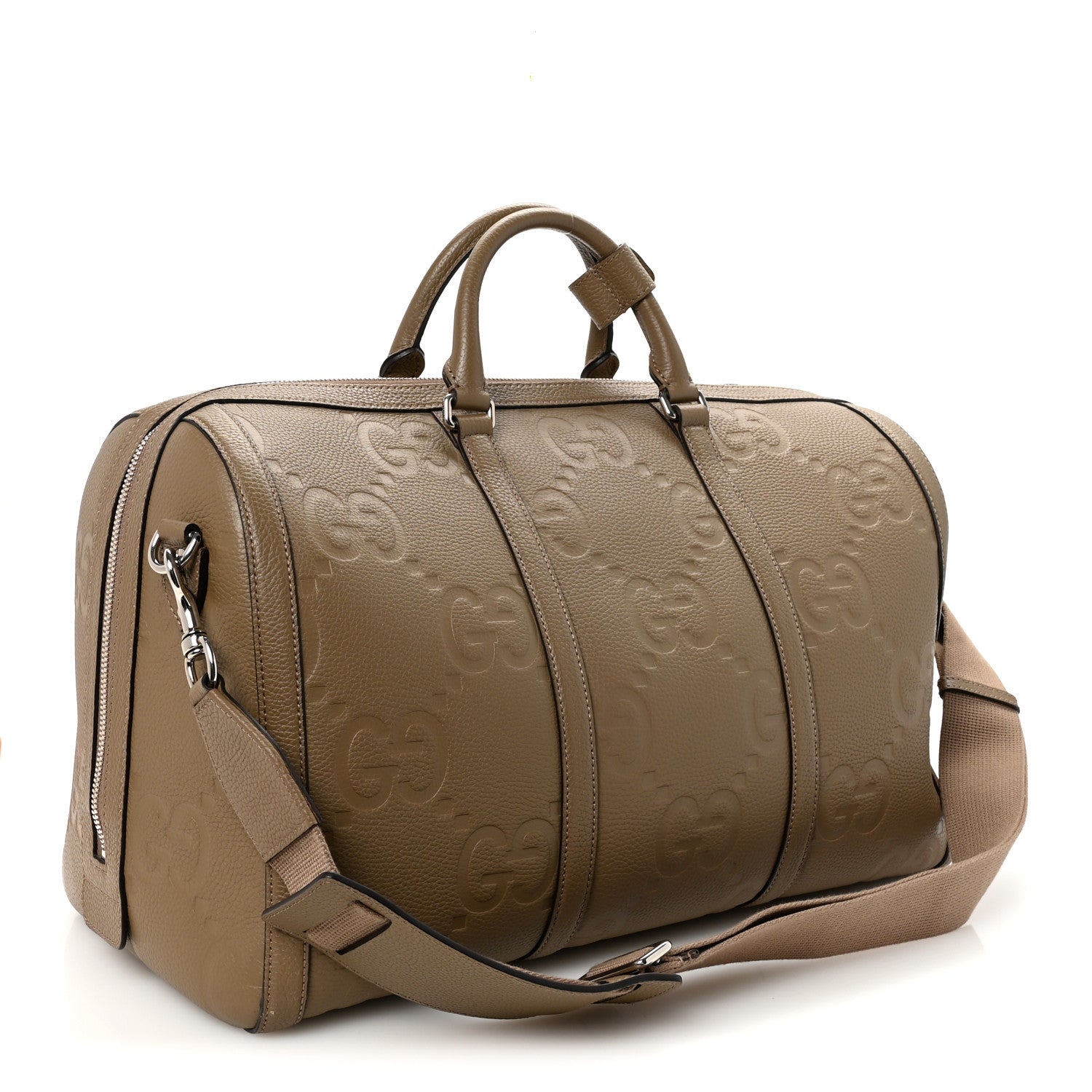 Gucci Piuma Calfskin Jumbo GG Embossed Large Duffle Bag Good Taupe 2 of 8