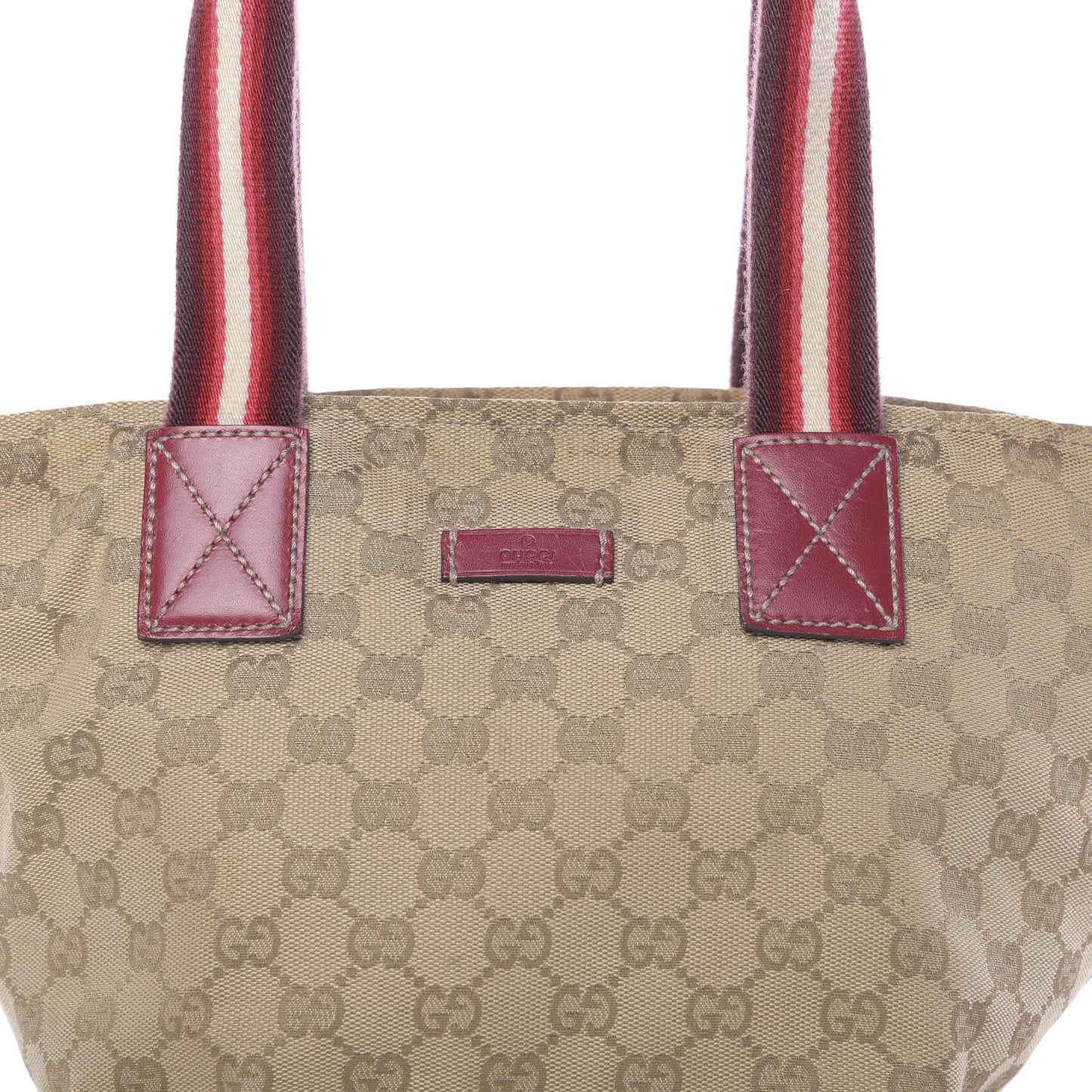GG Monogram Small Web Handle Bucket Tote Beige