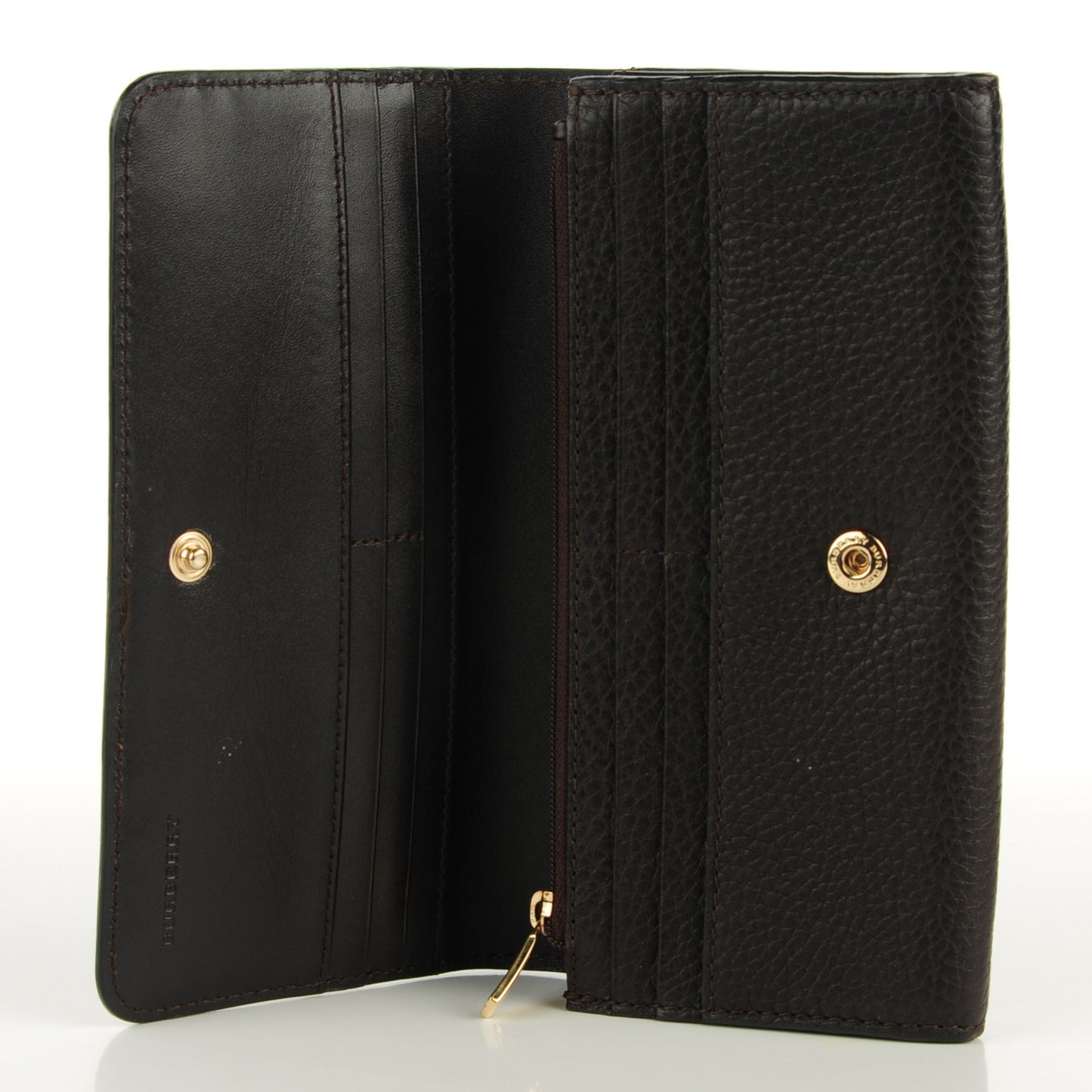 Grainy Calfskin Penrose Continental Wallet Dark Chocolate