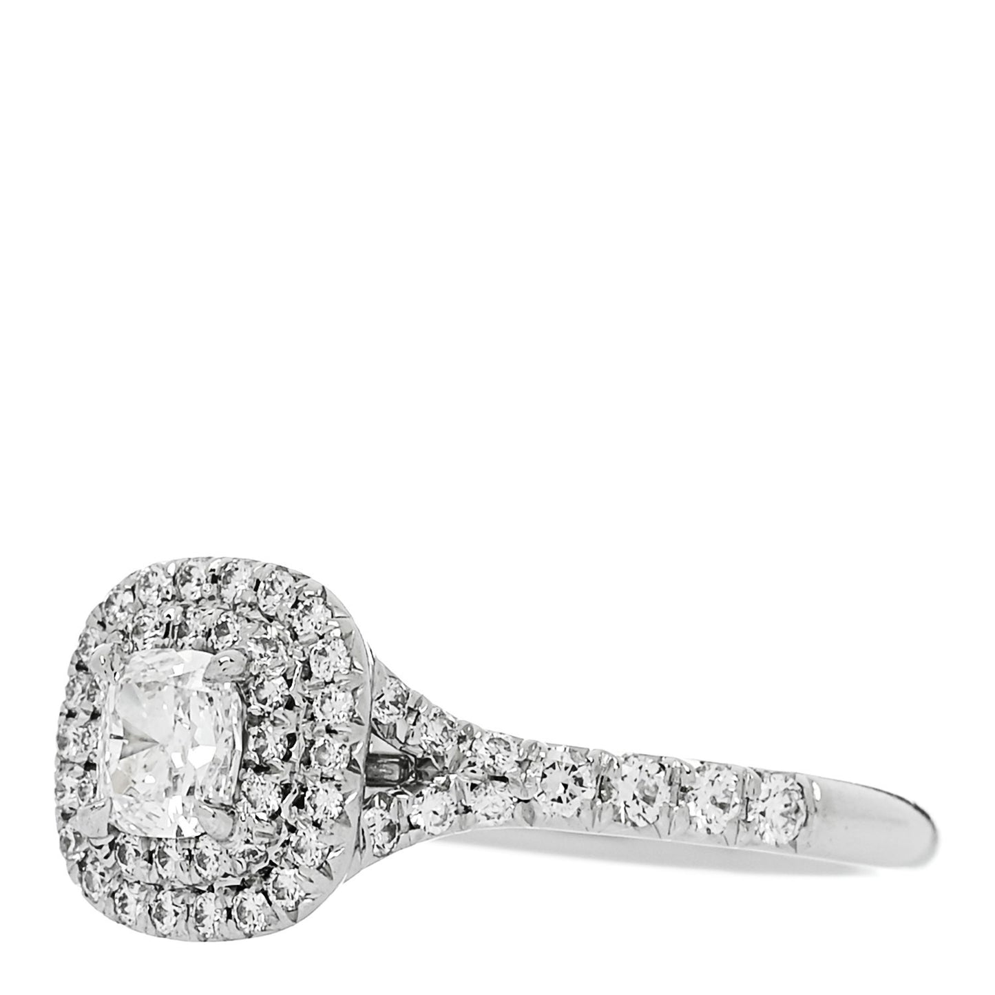 Platinum Diamond .30ct Soleste Cushion Cut Double Halo Engagement Ring 47 4.25