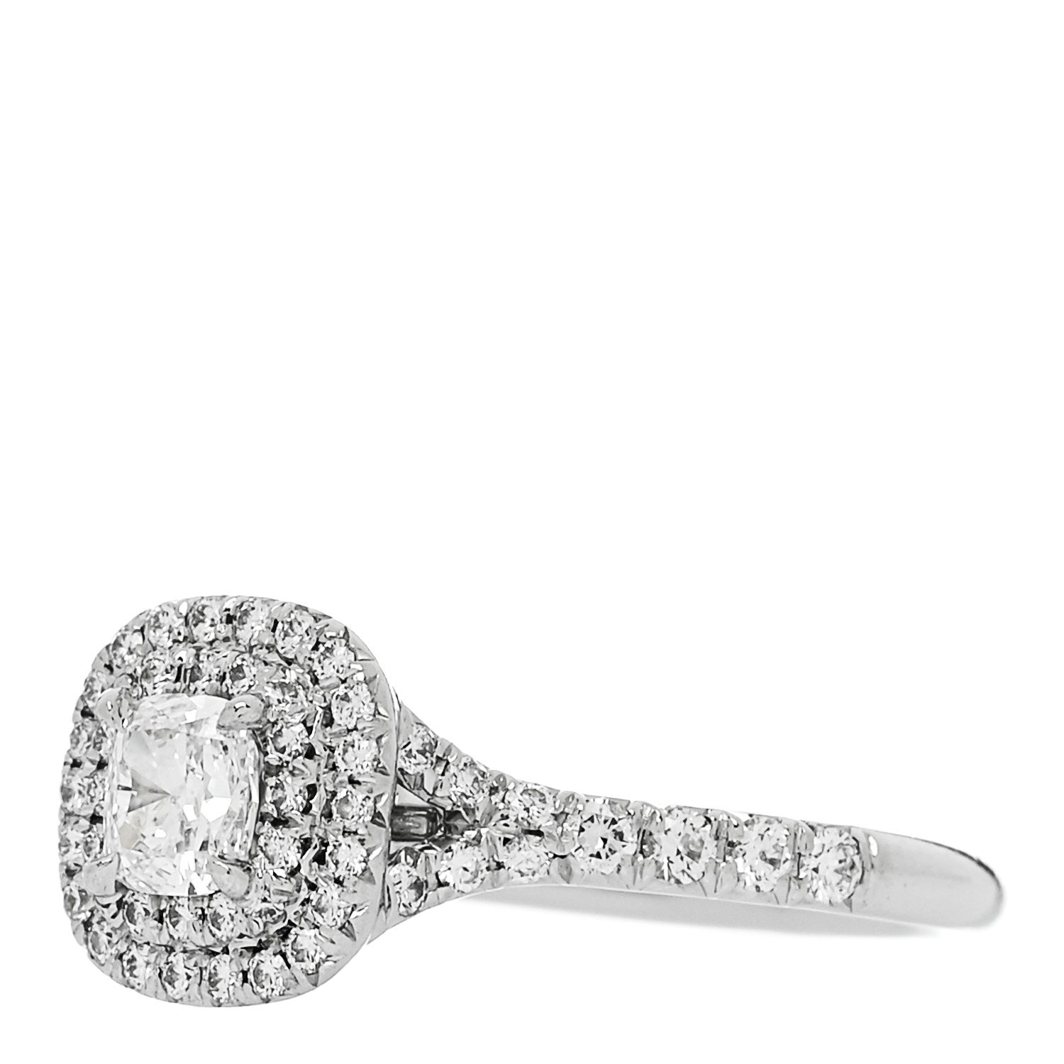 Tiffany Platinum Diamond .30ct Soleste Cushion Cut Double Halo Engagement Ring 47 4.25 3 of 7