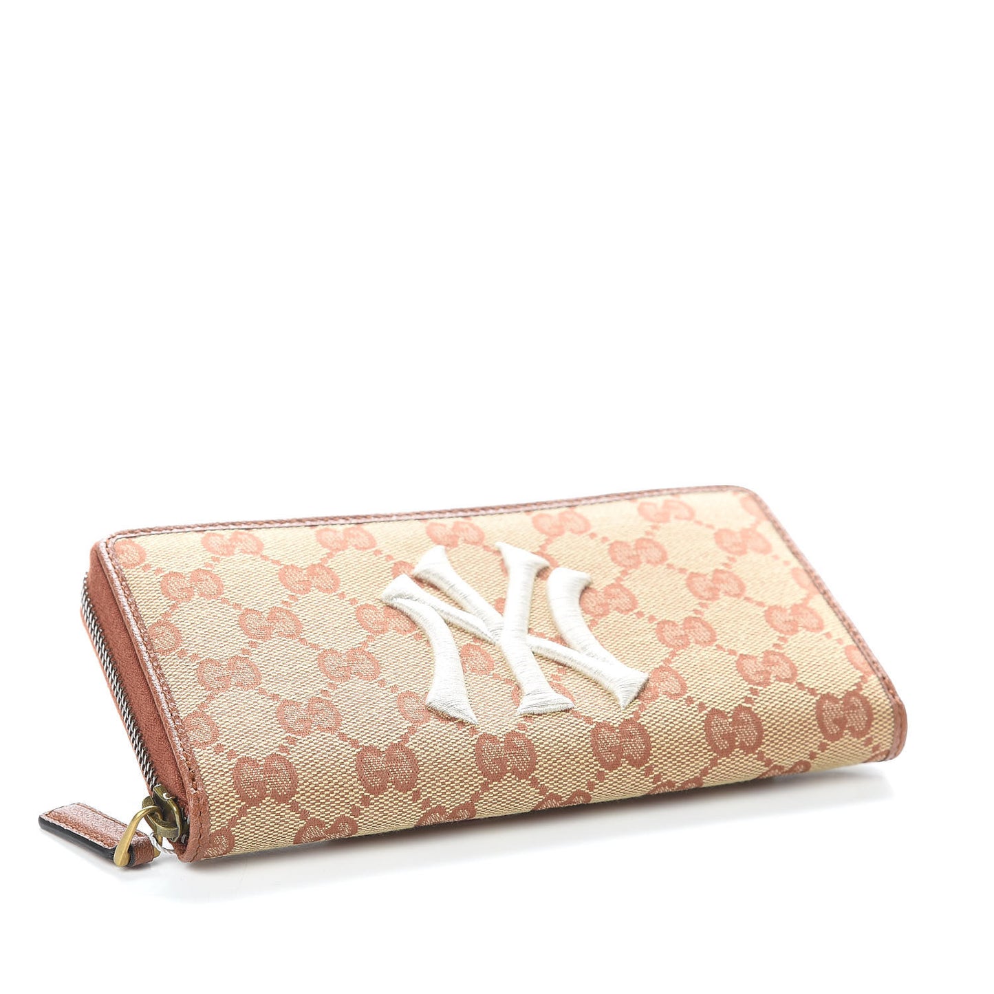 X MLB GG Monogram NY Yankees Zip Around Wallet Beige Ruggine Ivory