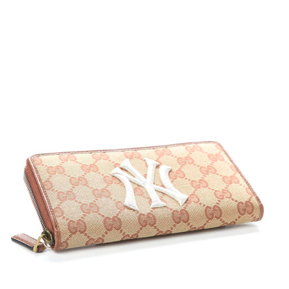 Gucci X MLB GG Monogram NY Yankees Zip Around Wallet Beige Ruggine Ivory 3 of 7
