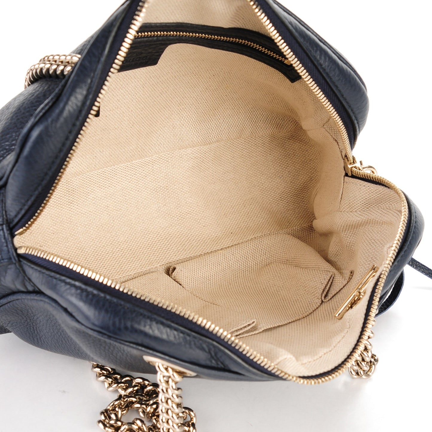 Pebbled Calfskin Small Soho Bowler Blue