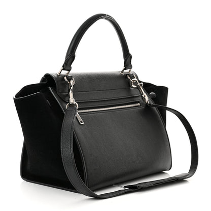 Celine Drummed Calfskin Suede Small Trapeze Black 3 of 13