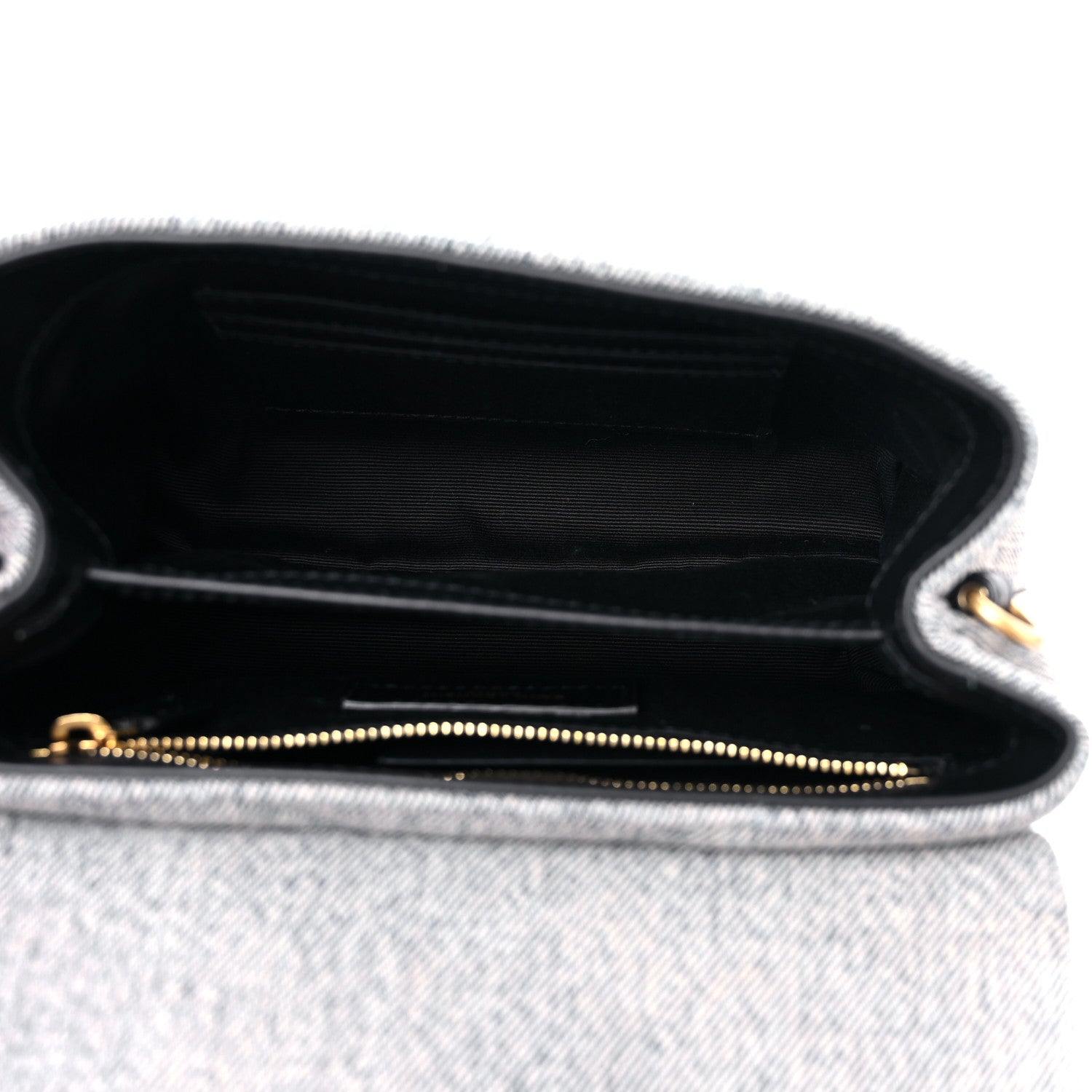 Saint Laurent Denim Y Quilted Monogram Toy Loulou Crossbody Bag Grey 4 of 10