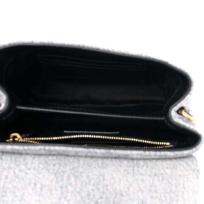 Saint Laurent Denim Y Quilted Monogram Toy Loulou Crossbody Bag Grey 4 of 10