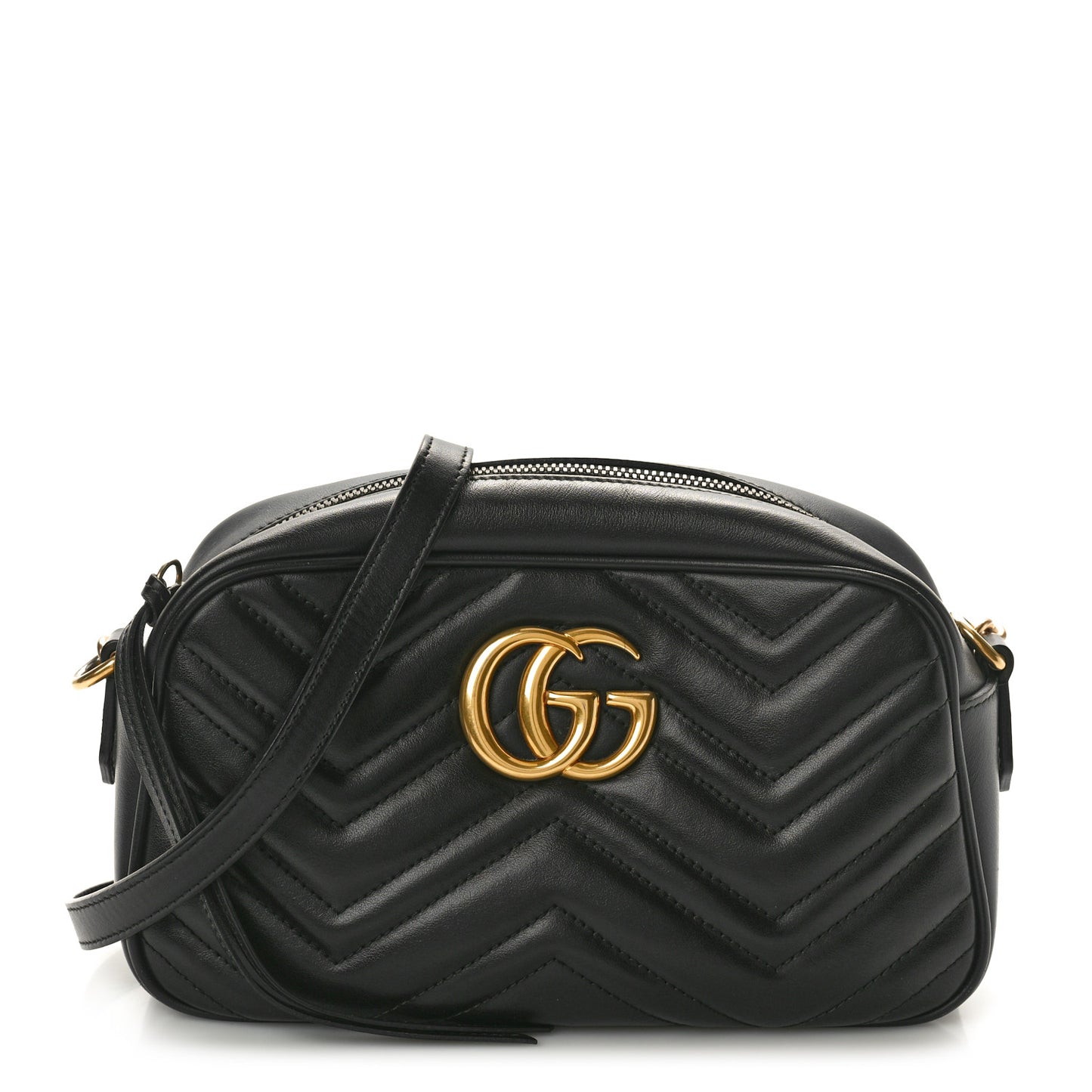 Calfskin Matelasse Small GG Marmont Chain Shoulder Bag Black