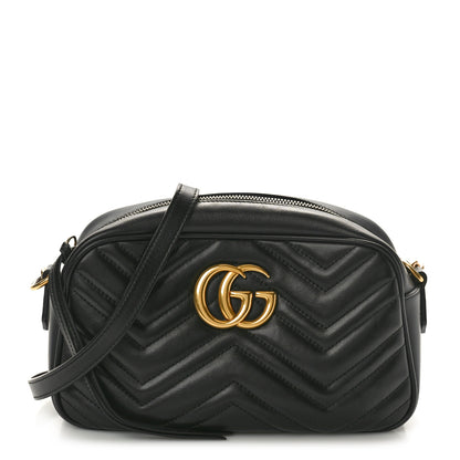 Gucci Calfskin Matelasse Small GG Marmont Chain Shoulder Bag Black 1 of 10