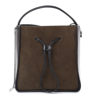 3.1 Phillip Lim 3.1 Smooth Calfskin Suede Bi-Color Small Soleil Bucket Drawstring Dark Moss Black 1 of 14